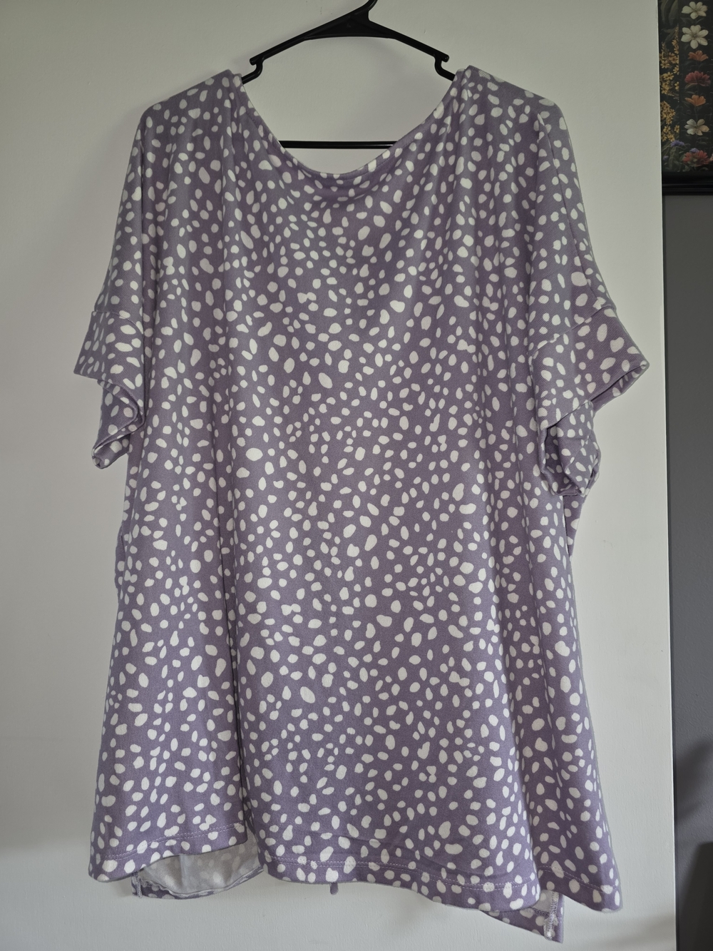 Lavender Dot Flutter Sleeve Tunic Top